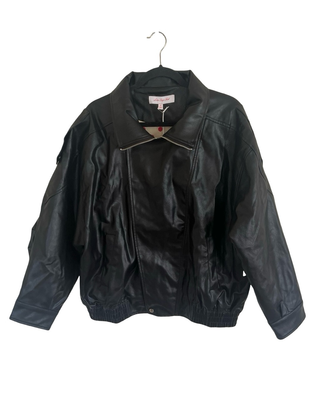 Lisa Says Gah Black Frankie Faux Leather Zip Up Jacket NWT XL - Picture 2 of 7